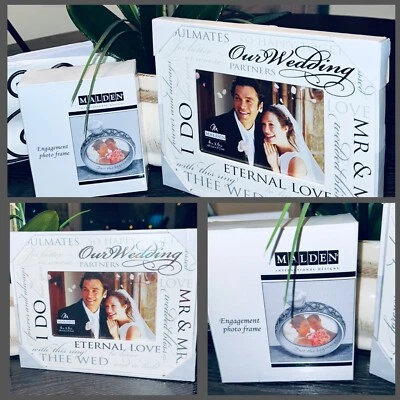 💍Marco de fotos Malden International Designs 4 x 6 blanco madera y marco de compromiso Foto 1 de 4