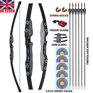 Archery 50.4" Recurve Bow Arrow Set Beginner Adult Outdoor Practice 340LBS Shot - Picture 1 of 23