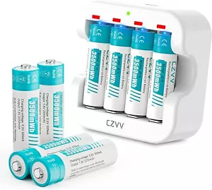 CZVV 8X3500mWh Rechargeable AA Lithium Batteries 1.5V Li-ion AA Battery Charger - Picture 1 of 10
