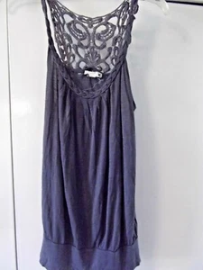 Gr. L Spaghettiträger grau Sommer Tank Top von Mine sehr schmeichelhaft mit Spitze b - Bild 1 von 4