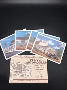 Classic Car Lithographs Set of 4 American History Stan Cline Vehicles 1920-1950 - Picture 1 of 11