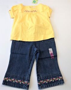 NWT Gymboree Baby Girl  Strawberry  Hem Denim Pants & Top Size 12-18 Months