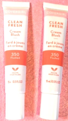 2 X Covergirl #350 BLUSH 'Enjuagado' Crema Fresca Limpia ROSA, TUBO DE COMPRESIÓN VEGANO .5 Foto 1 de 4