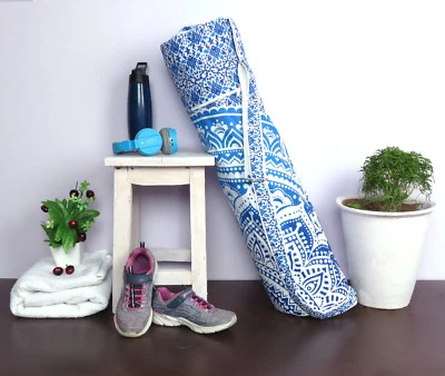 Estera de Yoga Bolsa Portador de Ejercicios Bolso de Algodón Correa Ajustable Cremallera Completa Bolso de Hombro Foto 1 de 2