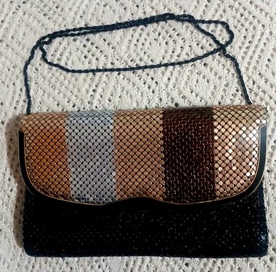 Monedero de malla metálica Jotta vintage negro bolsillos interiores correa de esconderte de metal - Imagen 1 de 4