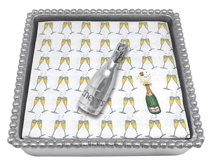 Champagne Beaded Napkin Box - Bild 1 von 4