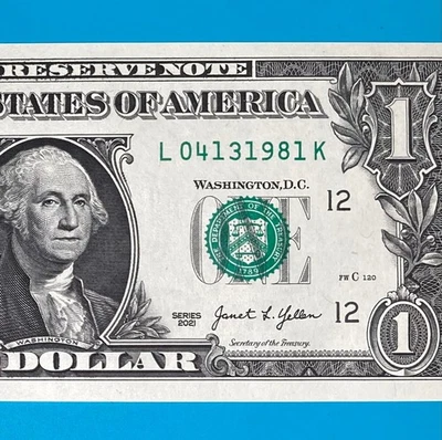 April 13, 1981 (L 04131981 K) BIRTHDAY ANNIVERSARY $1 One Dollar Bill *UNC* - Image 1 of 4