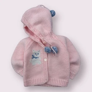 Vintage Kids Cowichan Knit Sweater 70s Cat Animal Size Small - Picture 1 of 7