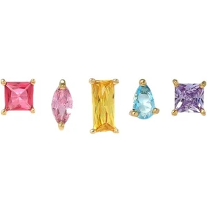 5Pcs/set Crystal Stud Earrings Women Silver Stud Earrings Colorful Earrings - Imagen 1 de 7