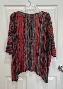 CLARA SUN WOO Tunic Top Stripe Dolman Sleeve Sharkbite Hem Womens Size Large - Picture 1 of 7