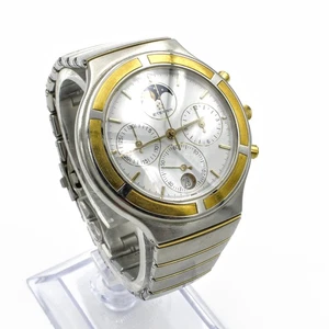 Eterna Airforce Date Chronograph Moon Phase Two Tone 6" Wristwatch #WB2129-5 - Picture 1 of 7