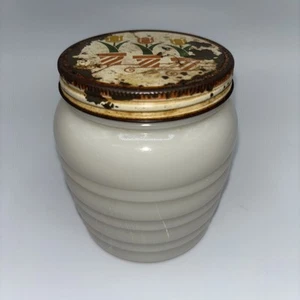 Vintage Fire King Anchor Hocking Milk Glass Beehive Grease Jar Tulip Lid - Picture 1 of 7