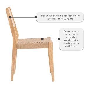 Linon Patty 18" Dining Chairs with Woven Seats Set of 2 in Natural Brown Wood - Picture 1 of 16