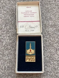 Original Cold War Czech Czechoslovakia Pilots Pin Badge Boxed With Certificate - Picture 1 of 8