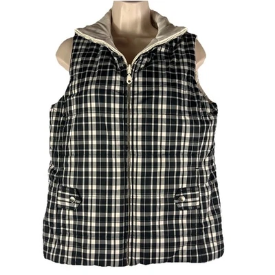 Chaleco deportivo Jones New York para mujer pequeño cremallera completa reversible aislante a cuadros Foto 1 de 4
