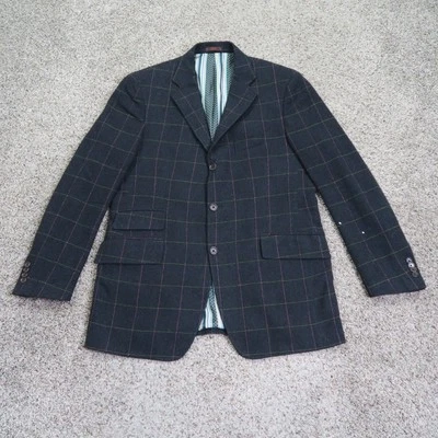 Blazer Etro Para Hombres 44 Negro Cuadros Lana Cachemira Abrigo Deportivo Italia Ventana Chaqueta Foto 1 de 4