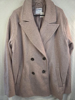 Antiguo Abrigo Azul Marino Mujer Guisante XL ALTO Rosa Brezo Doble Pecho Forrado Y2K Retro NUEVO Foto 1 de 4