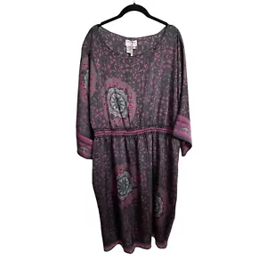 NWT Max Studio Specialty Products Dolman Sleeve Dress Plus 3X Purple Paisley - Picture 1 of 5