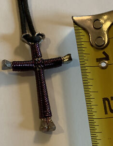 Vtg Nail Cross Hard Cut Masonry Carpenter Nails Cross Christian EASTER  Necklace