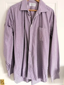 Men's Purple Striped Long Sleeved Shirt Joseph Turner size 17" Long - Picture 1 of 4