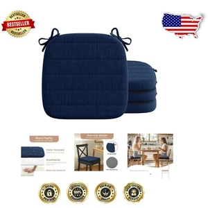 Navy Chair Cushion Set of 4 - Washable Non-Slip Pads for Dining Comfort - Picture 1 of 10