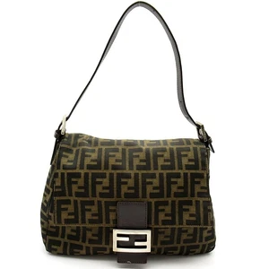 FENDI Zucca mamma bucket 26325 Canvas / leather Handbag Brown USED - Picture 1 of 7