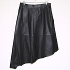 $898 RALPH LAUREN Black Asymmetrical Lambskin Leather Circle Skirt Women's 12 🔥