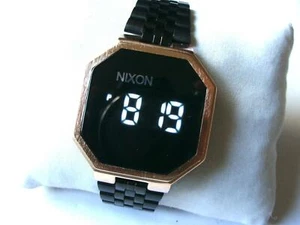 Pre-owned: Nixon Gents Robot Rock The Re-Run. Rose Gold. Black dial & strap. - Picture 1 of 9