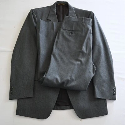 De Colección Hecho en EE. UU. 40L 34x30 Gris Espiga 100% Lana Hombres Chaqueta Pantalones Traje Foto 1 de 4