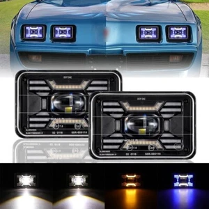 Pair 4x6" LED Headlights Hi/Lo Amber Turn Signal for Pontiac Firebird 1977-1981 - Picture 1 of 12
