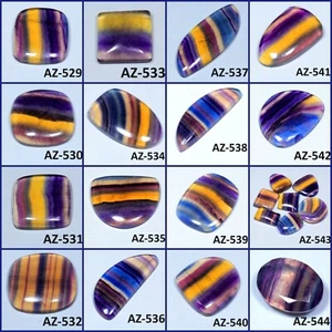 NATURAL MULTI PURPLE COLOR FLUORITE RECTANGLE FANCY CABOCHON GEMSTONE AZ- - Picture 1 of 18