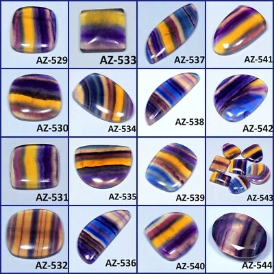 RECTÁNGULO FLUORITA NATURAL MULTICOLOR PÚRPURA ELEGANTE CABUJÓN PIEDRA PRECIOSA AZ- Foto 1 de 2