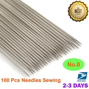 100 Pcs Hand Needles No.8 Sewing Embroidery Thread Needle Kit Craft Lampwork Rep - Picture 1 of 7
