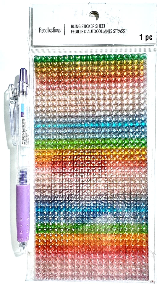 Large Rainbow Rhinestone Block Stickers Card Making Scrapbooking Recollections - Image 1 of 1