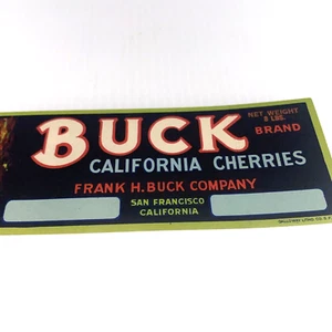 Hermosa Red Marca Buck 8 lb Etiqueta Cerezas California San Francisco De Colección - Imagen 1 de 6