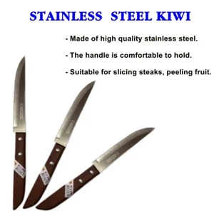 QUALITY KNIVES 100% STAINLESS STEEL KIWI BRAND WOOD HANDLE No.501 - Picture 1 of 5