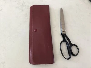 WISS PROFESSIONAL PINKING SHEARs 9 1/4” TAILOR SEWING SCISSORS ORIG LEATHER CASE - Picture 1 of 7