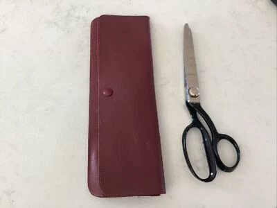 WISS PROFESSIONAL PINKING SHEARs 9 1/4” TAILOR SEWING SCISSORS ORIG LEATHER CASE - Image 1 of 4