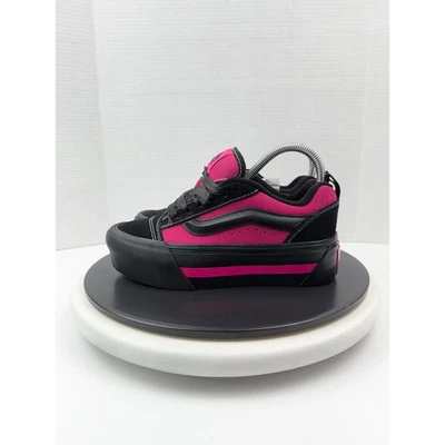 VANS Knu Skool Skate Platform Stacked Womens Size 8 Sneaker Black Pink Satin NEW - Image 1 of 4