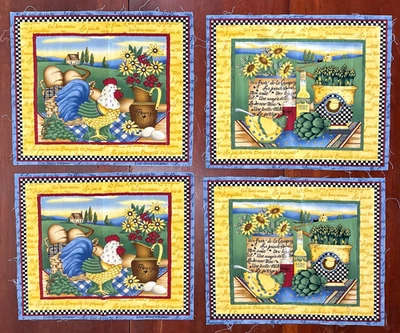 Juego de 4 paneles de tela de algodón precortados de 12"x15" flores de gallo para picnic Debbie Mumm Foto 1 de 4