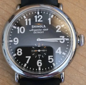 Shinola Runwell 47mm Black Dial & Black Leather Strap Argonite 1069 with out box - Picture 1 of 4