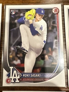 2025 Bowman Los Angeles Dodgers Base Team Set 8 Cards Roku Sasaki Rookie RC - Foto 1 di 9