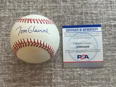 PSA/DNA Early Career & Clear Tom GLAVINE Autograph Baseball - Bobby Brown - A++ - Image 1 of 4