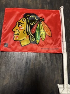 CHICAGO BLACKHAWKS NHL HOCKEY DOUBLE SIDED CAR FLAG - Picture 1 of 6
