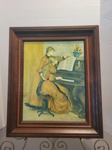 Vintage Framed Renoir Litho Art Print Two Girls at Piano 16x19" - Picture 1 of 9