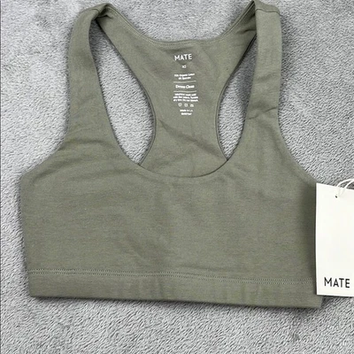 NEW MATE the Label XS Organic Cotton Sage Green Racerback Bra - Image 1 of 4