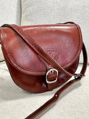 Vera Pelle Italian Leather Crossbody Saddle Bag Brown Vintage Style Purse - Image 1 of 4