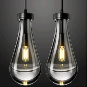 Raindrop Pendant Lights Set of 2 Black Kitchen Island LIKE Restoration Hardware - Picture 1 of 9