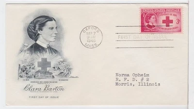 TurtlesTradingPost- Clara Barton, Red Cross - 1948 FDC #967 Artmaster Cachet - Image 1 of 2
