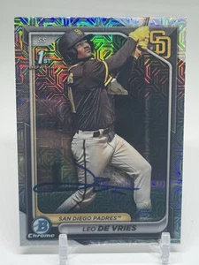 2024 Bowman Chrome Leo De Vries BCP-179 Mojo Refractor 1st San Diego SIGNED - Picture 1 of 5
